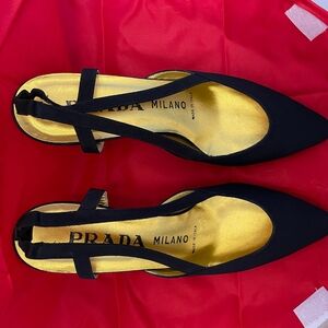 PRADA Black Slingback Kittenheels Size 38